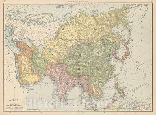 Historic Map : Asia 1903 , Rand McNally Business Atlas , Vintage Wall Art