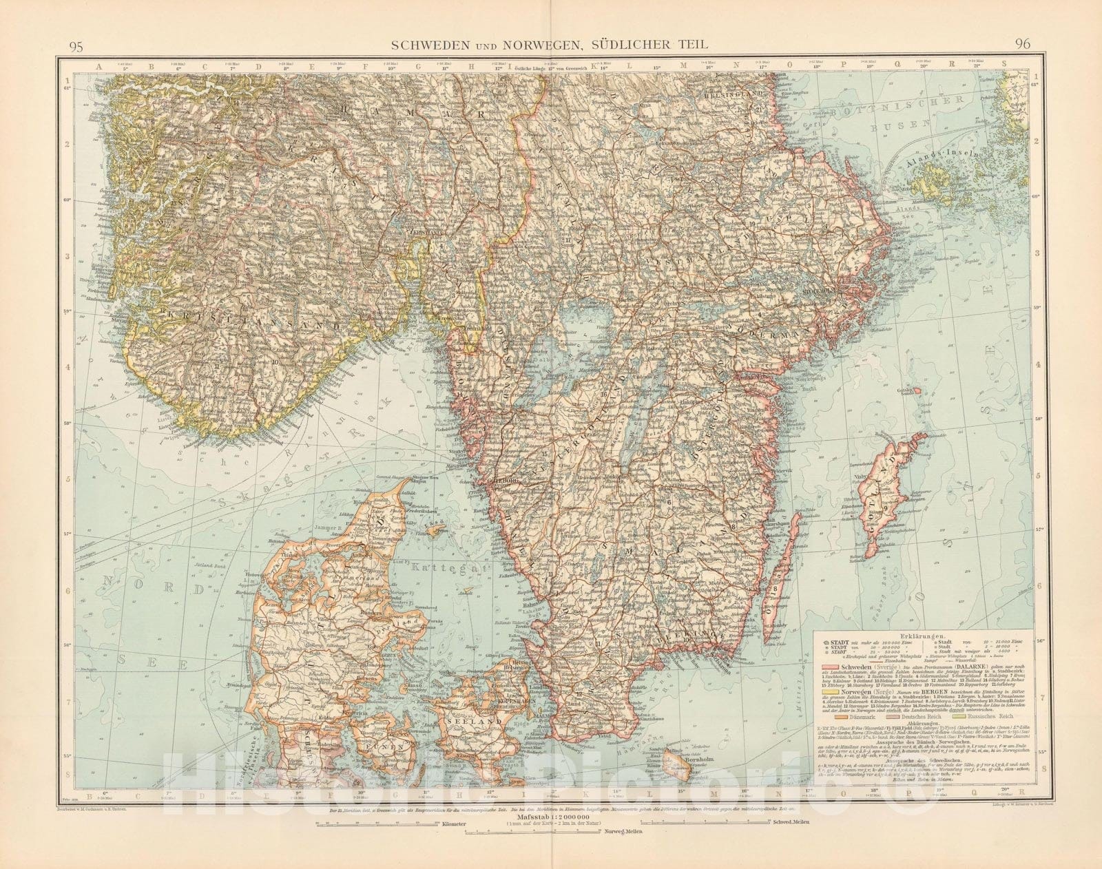 Historic Map : Sweden & Norway 1899 , Andrees Allgemeiner Handatlas , Vintage Wall Art