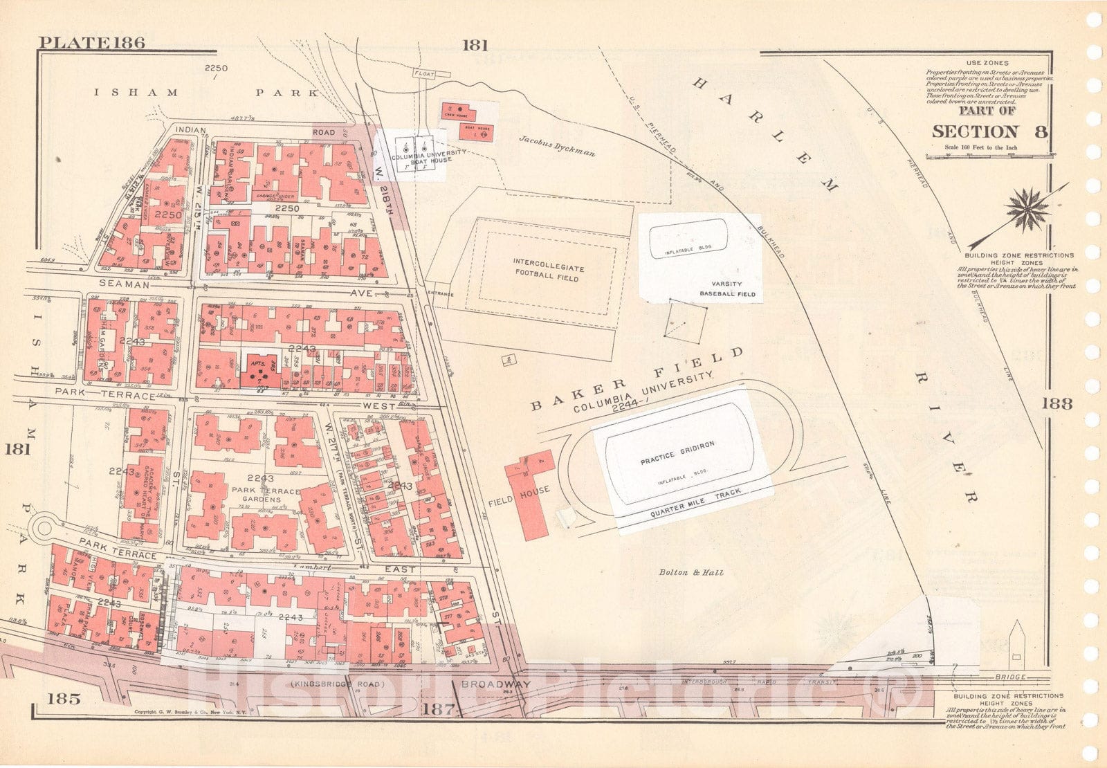 Historic Map : Manhattan Land Book 1955 - Updated Through Nov 7th, New York City 1975 Plate 186 , Vintage Wall Art