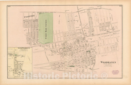 Historic Map : Atlas of Long Island, New York, Jamaica & Queens 1873 , v2, Vintage Wall Art