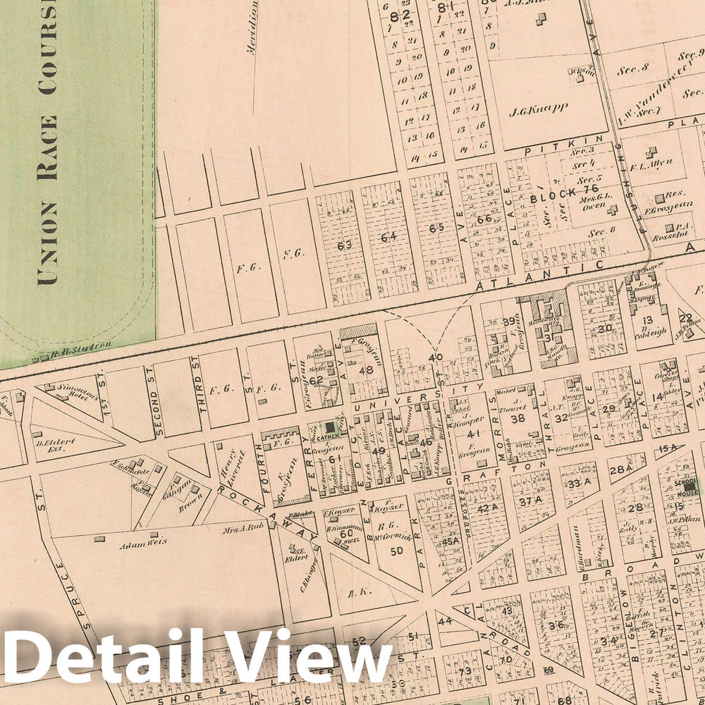 Historic Map : Atlas of Long Island, New York, Jamaica & Queens 1873 , v2, Vintage Wall Art