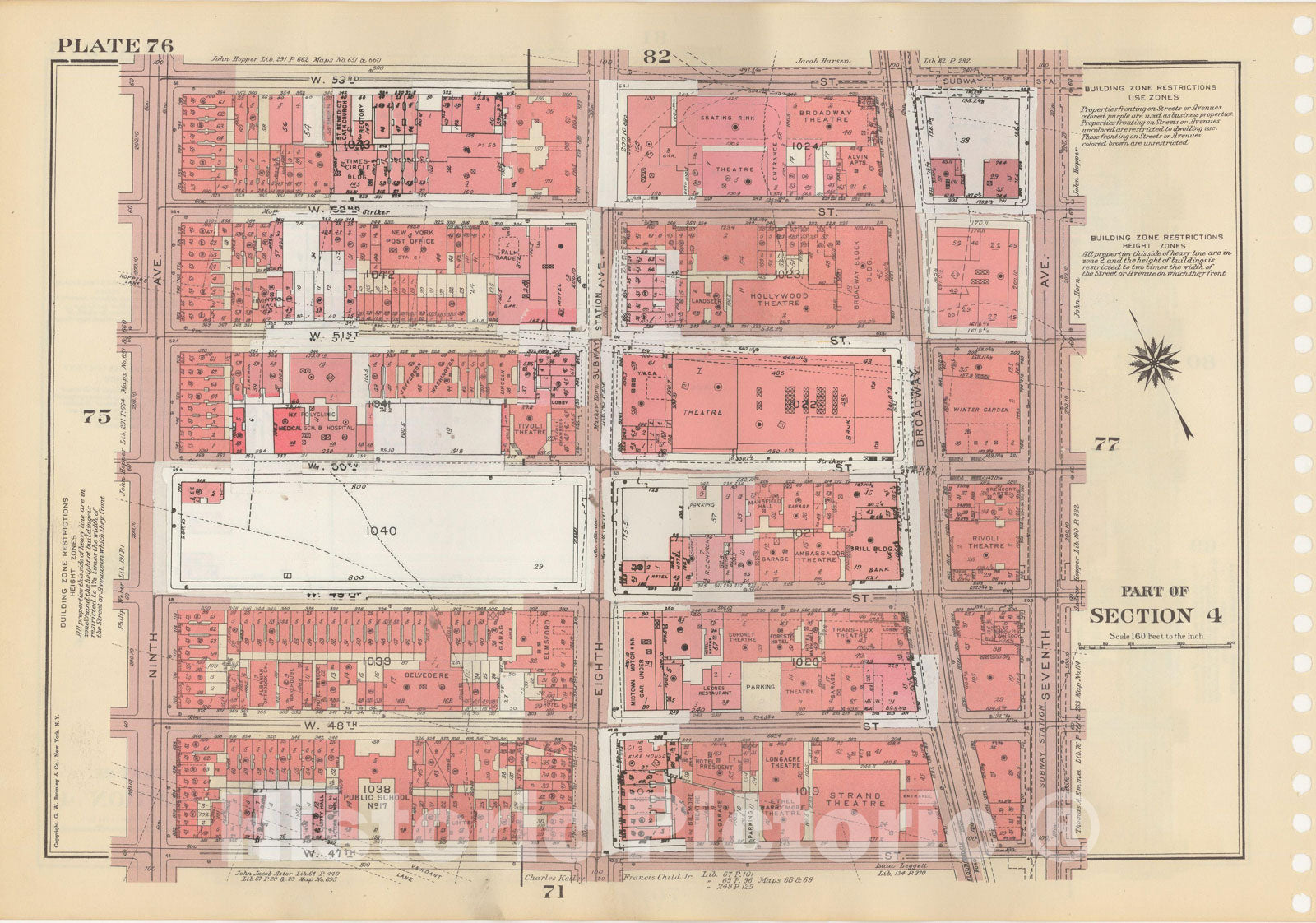 Historic Map : Manhattan Land Book 1955 - Updated Through Nov 7th, New York City 1975 Plate 076 , Vintage Wall Art