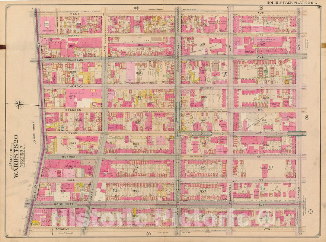 Historic Map : Brooklyn 1904 Plate 005 , Atlas Borough of Brooklyn , Vintage Wall Art