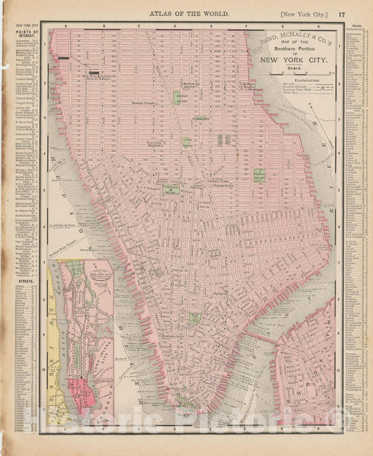 Historic Map : New York City 1900 , Universal Atlas World , Vintage Wall Art