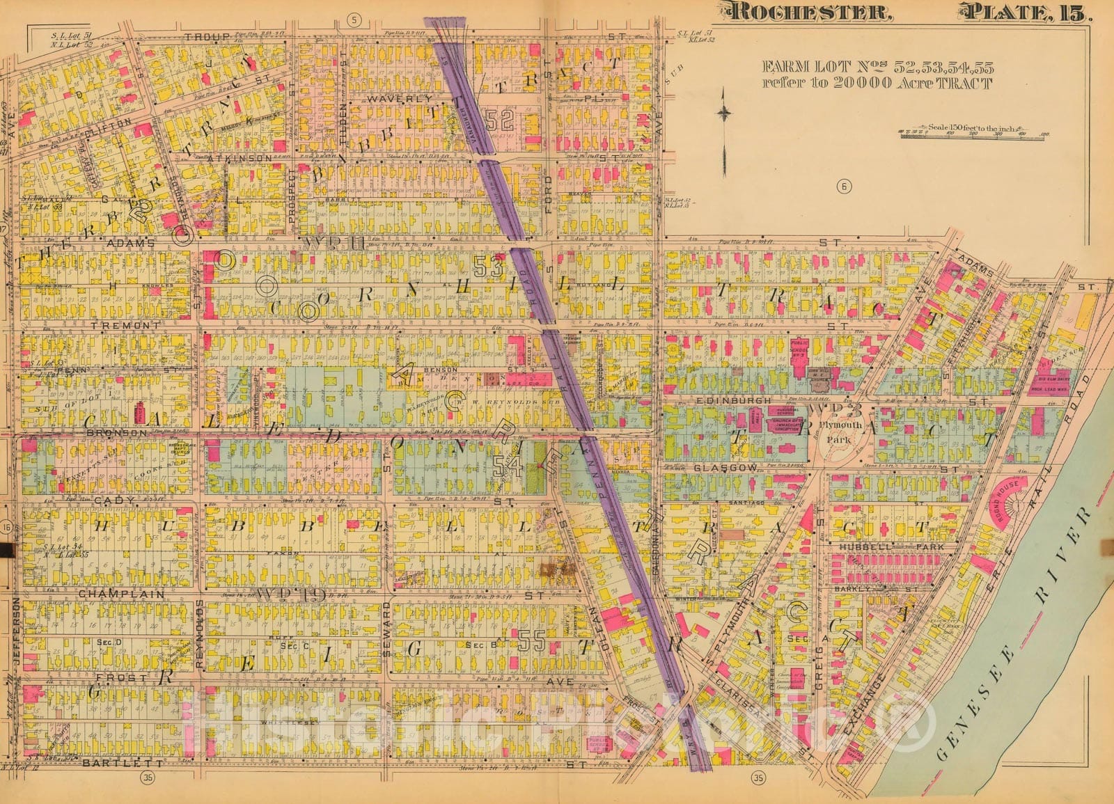 Historic Map : Atlas City of Rochester New York, Rochester 1910 Plate 015 , Vintage Wall Art