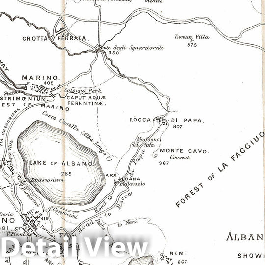 Historic Map : Europe, Alban and Tusculan Hills 1888 , Vintage Wall Art