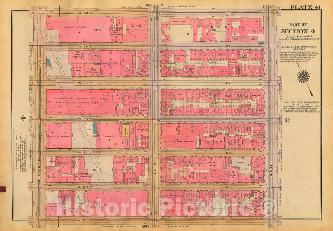 Historic Map : Atlas City of New York, Borough of Manhattan, Volume Two, 14th Street to 59th Street, Manhattan 1928 Plate 041 , Vintage Wall Art