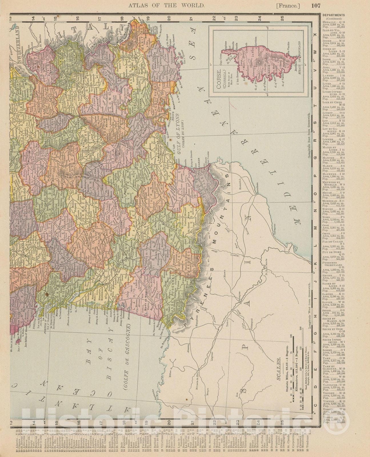 Historic Map : France 1900 , Universal Atlas World , v2, Vintage Wall Art