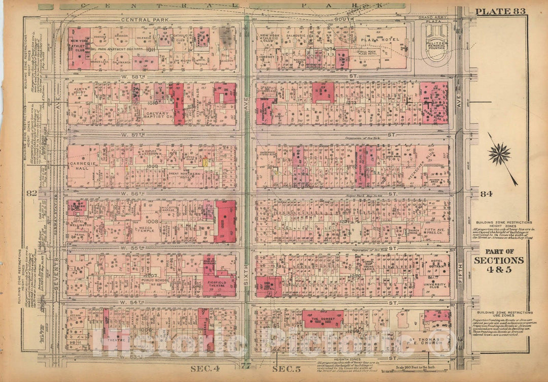 Historic Map : Land Book of the Borough of Manhattan, City of NY, Manhattan 1925 Plate 083 , Vintage Wall Art