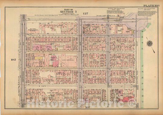 Historic Map : Land Book of the Borough of Manhattan, City of NY, Manhattan 1925 Plate 103 , Vintage Wall Art