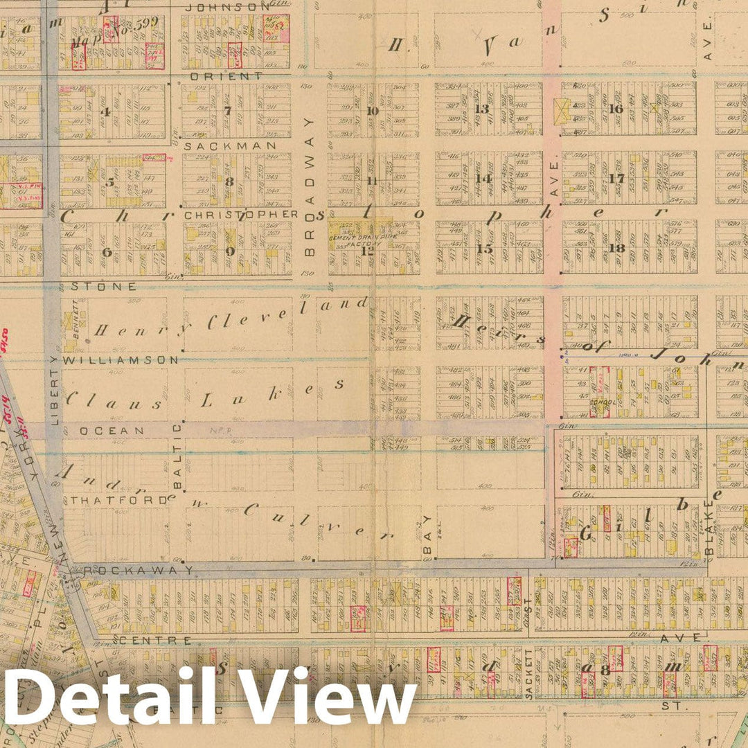 Historic Map : Robinson's Atlas City of Brooklyn, NY, Brooklyn 1886 Plate 037 , Vintage Wall Art