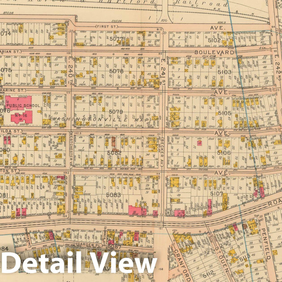 Historic Map : Atlas City of NY, Borough of The Bronx, Annexed District, The Bronx 1913 Plate 006 , Vintage Wall Art