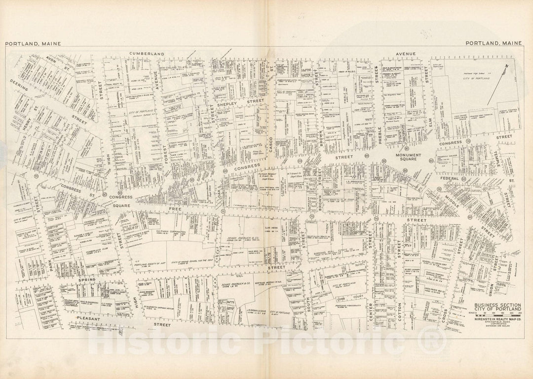 Historic Map : New England States Ed., Portland 1946 , Nirenstein's National Preferred Real Estate Locations of Business Properties , Vintage Wall Art