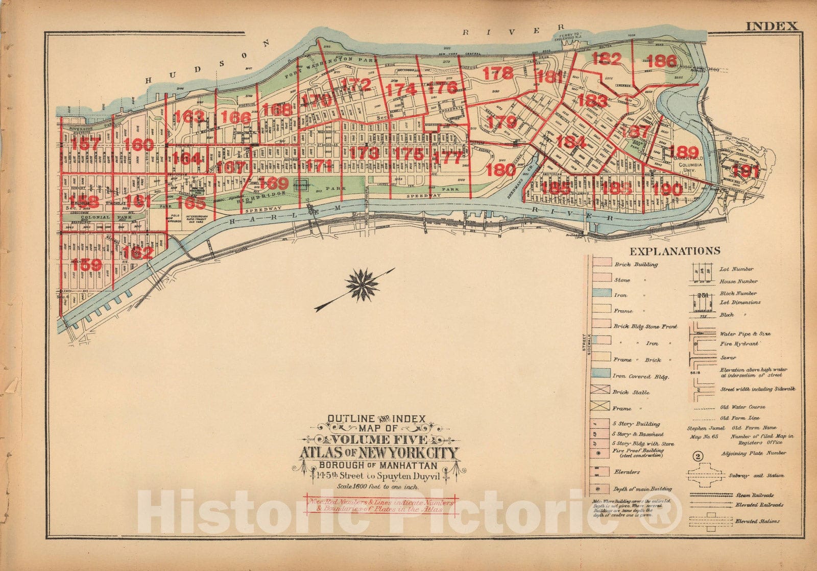 Historic Map : Land Book of the Borough of Manhattan, City of NY, Manhattan 1925 Index Plate , Vintage Wall Art