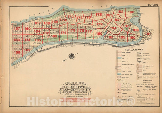 Historic Map : Land Book of the Borough of Manhattan, City of NY, Manhattan 1925 Index Plate , Vintage Wall Art