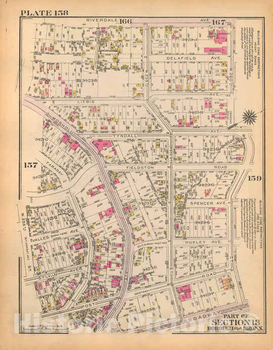 Historic Map : Borough of The Bronx, Sections 9-13, The Bronx 1928 Plate 158 , Vintage Wall Art