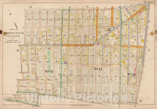 Historic Map : Atlas City of Newark, Newark 1901 Plate 023 , Vintage Wall Art