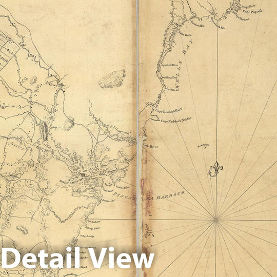 Historic Map : 18th Century Coastal Charts, New England 1776 Topographic Map , Vintage Wall Art