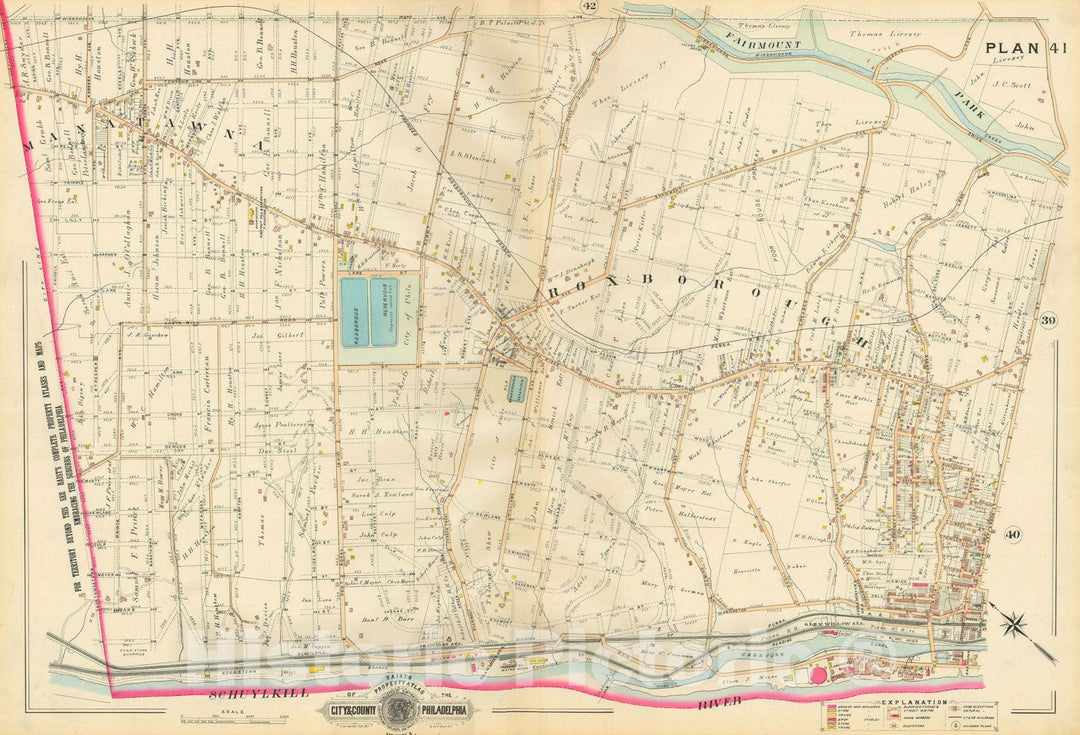 Historic Map : Baist's Property Atlas of Philadelphia, Philadelphia 1895 Plate 041 , Vintage Wall Art