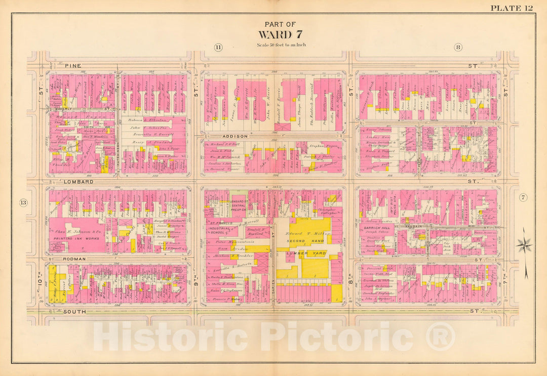 Historic Map : Philadelphia 1908 Plate 012 , Vintage Wall Art