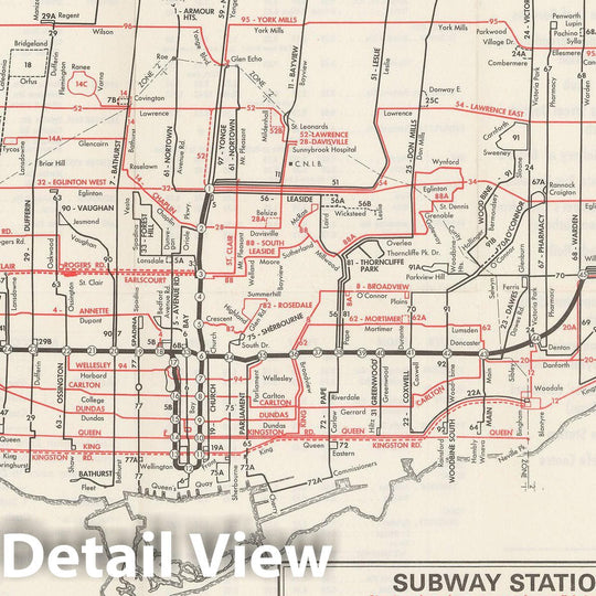 Historic Map : Toronto Transit Map 1969 Railroad Catography , Vintage Wall Art