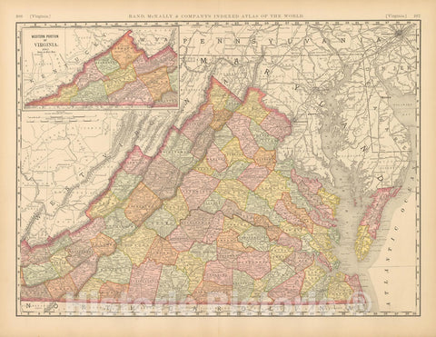 Historic Map : United States Maps, Virginia 1894 , Vintage Wall Art