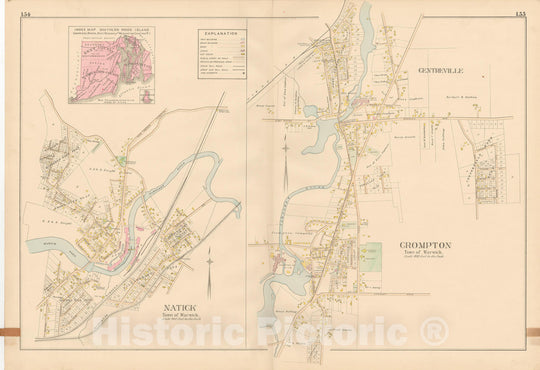 Historic Map : Atlas of Southern Rhode Island, Warwick 1895 Plate 006 , Vintage Wall Art