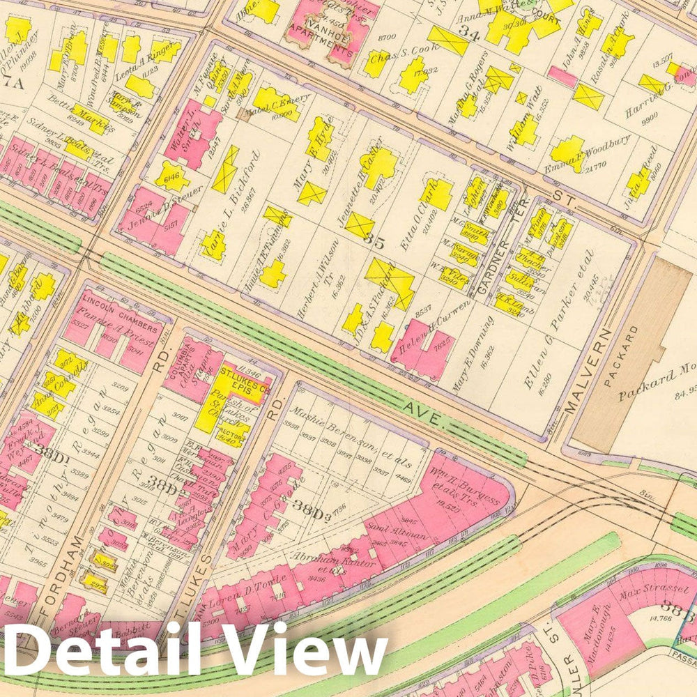 Historic Map : Atlas City of Boston, Wards 25 & 26 Brighton, Allston & Brighton 1916 Plate 024 , Vintage Wall Art