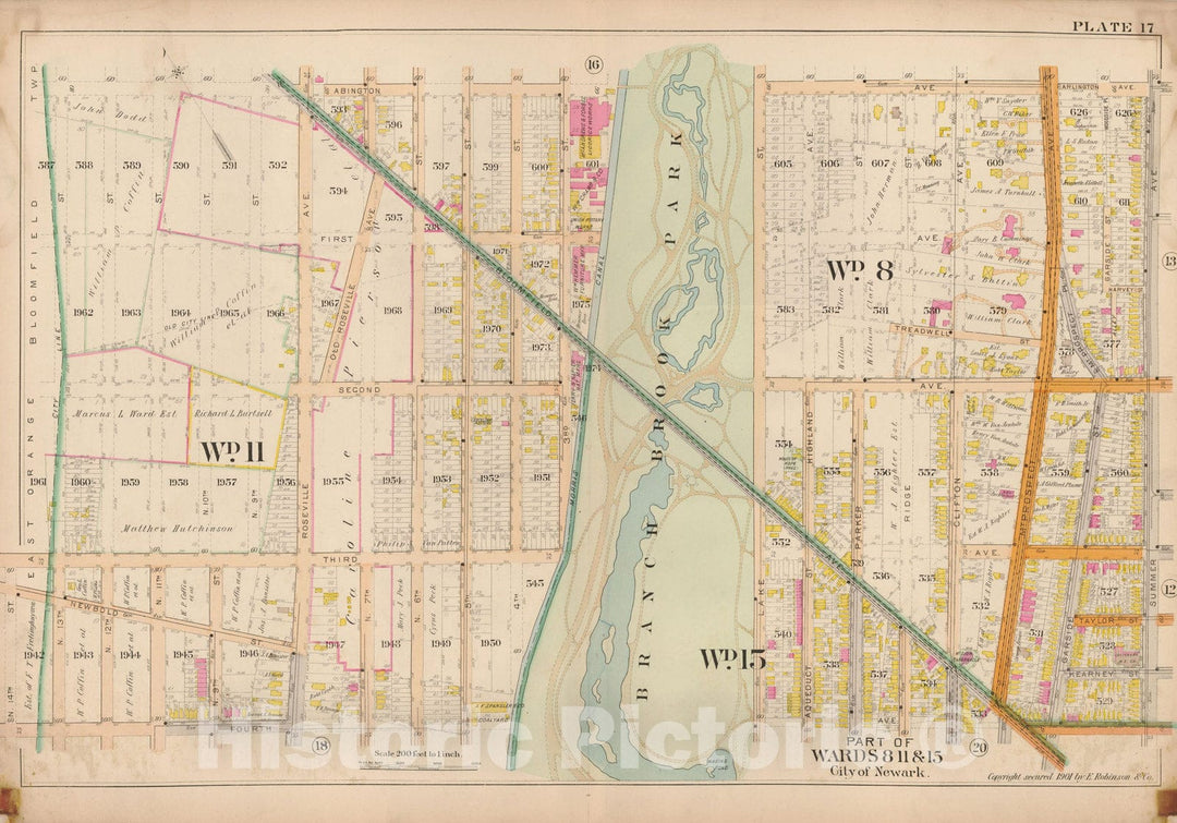 Historic Map : Atlas City of Newark, Newark 1901 Plate 017 , Vintage Wall Art