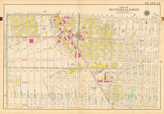 Historic Map : Vol. 2, Brooklyn 1907 Plate 022 , Atlas Borough of Brooklyn , Vintage Wall Art