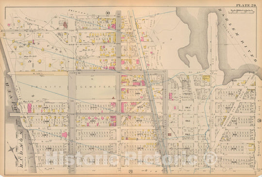 Historic Map : Atlas City of New York, Vol 2 ... 12th Ward, 2nd Ed., Manhattan 1884 Plate 029 , Vintage Wall Art