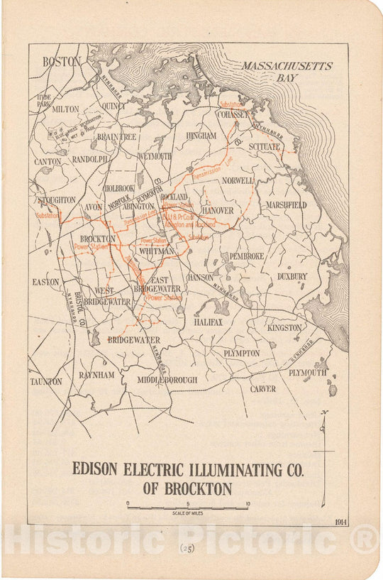 Historic Map : Edison Electric Illuminating Co 1914 , North American Electric Power and Traction Companies , Vintage Wall Art