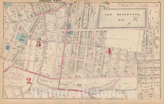 Historic Map : Combined Atlas State of New Jersey & The County of Hudson, Jersey City 1873 Plate G , Vintage Wall Art