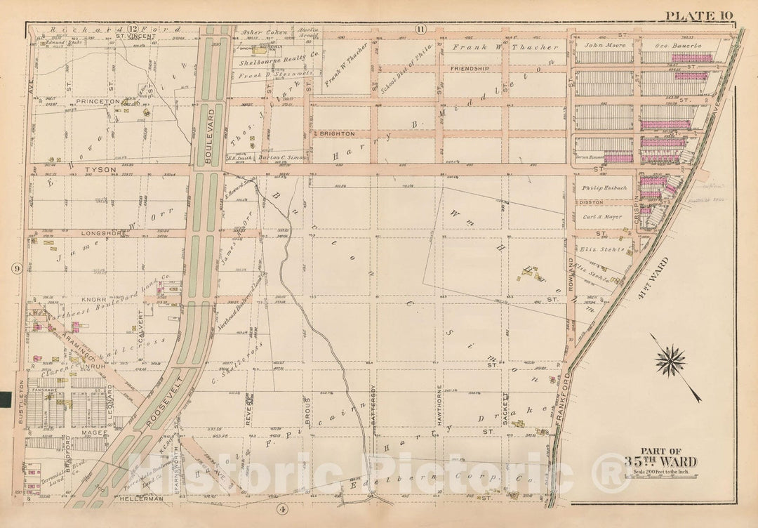 Historic Map : Atlas City of Philadelphia 35th Ward, Philadelphia 1927 Plate 010 , Vintage Wall Art