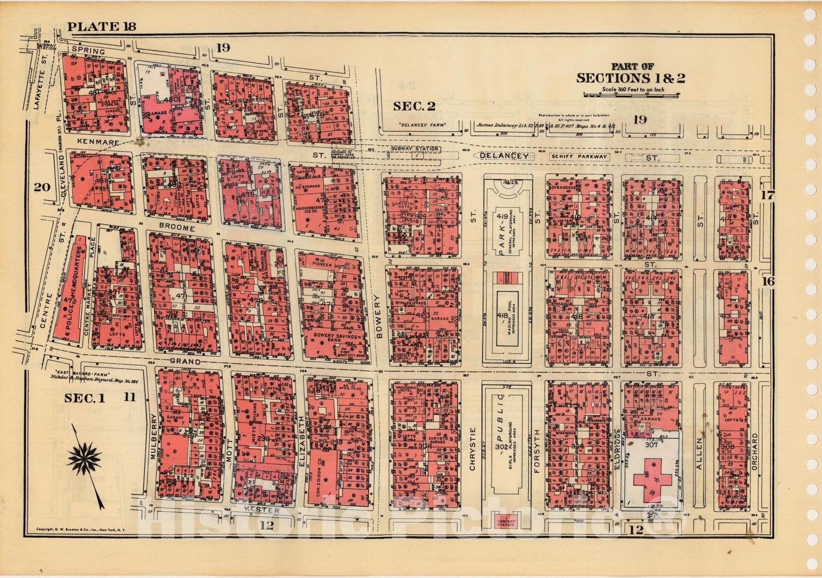 Historic Map : Manhattan Land Book 1955 - Updated Through Nov 7th, New York City 1975 Plate 018 , v2, Vintage Wall Art