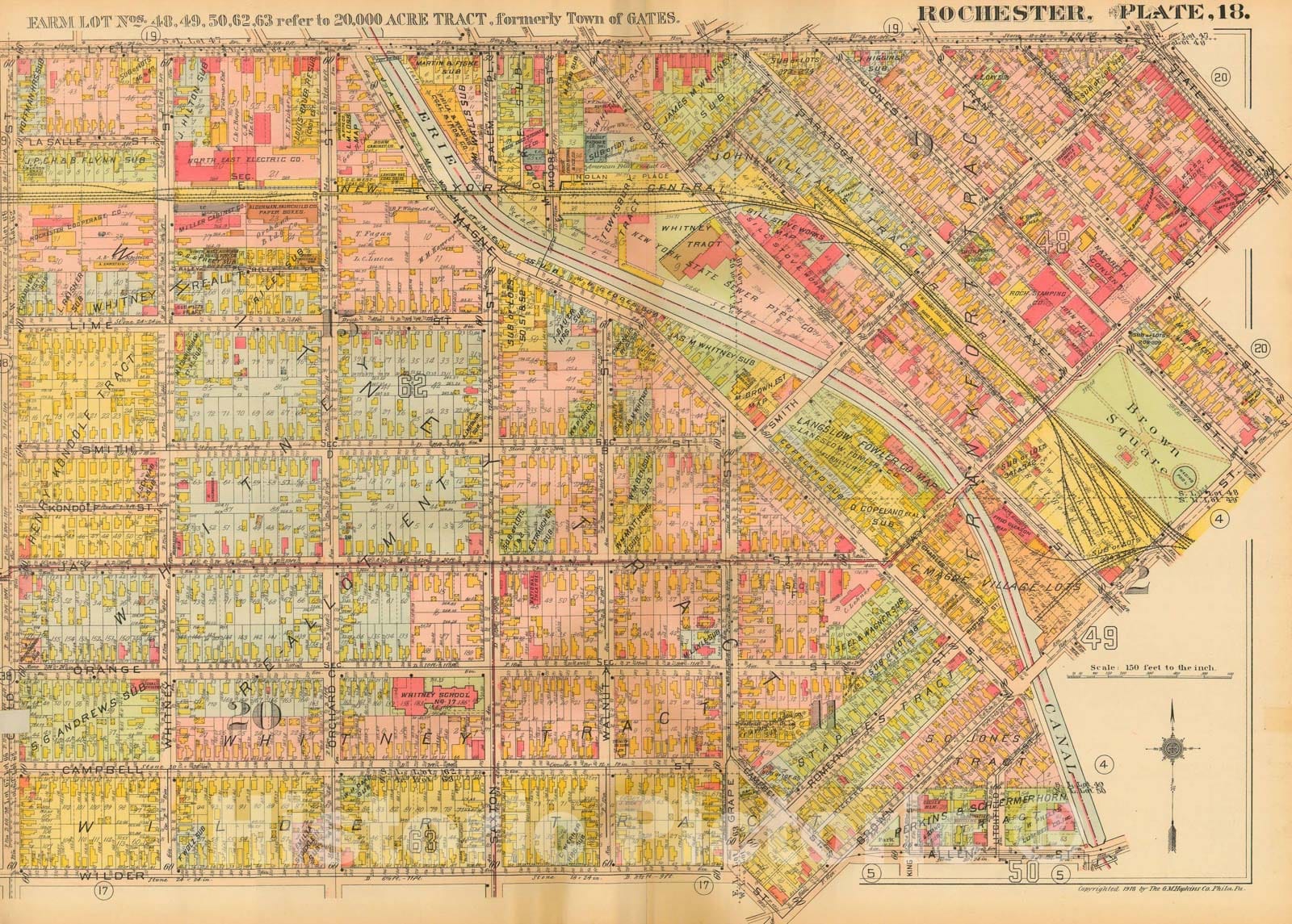 Historic Map : Plat Book of the City of Rochester New York and Vicinity, 1918 Plate 018 , Vintage Wall Art