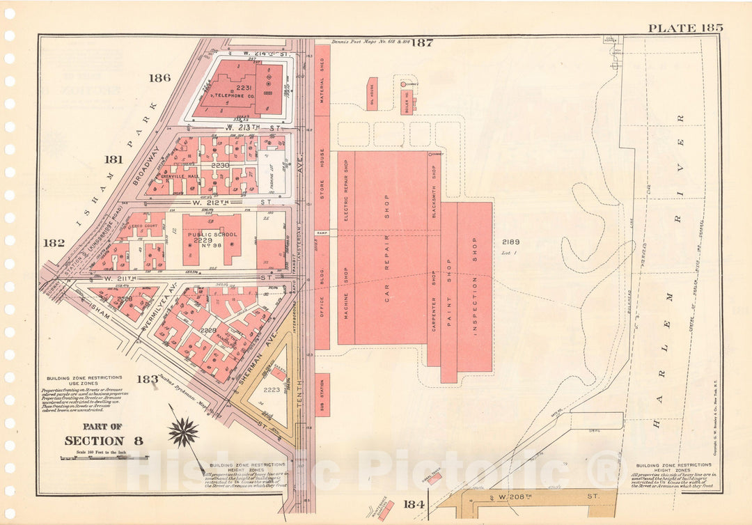 Historic Map : Manhattan Land Book 1955 - Updated Through Nov 7th, New York City 1975 Plate 185 , Vintage Wall Art