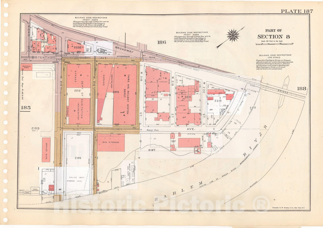 Historic Map : Manhattan Land Book 1955 - Updated Through Nov 7th, New York City 1975 Plate 187 , Vintage Wall Art