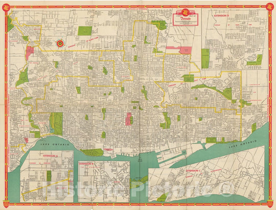 Historic Map : Toronto Transit and City Map 1948 Railroad Catography , Vintage Wall Art