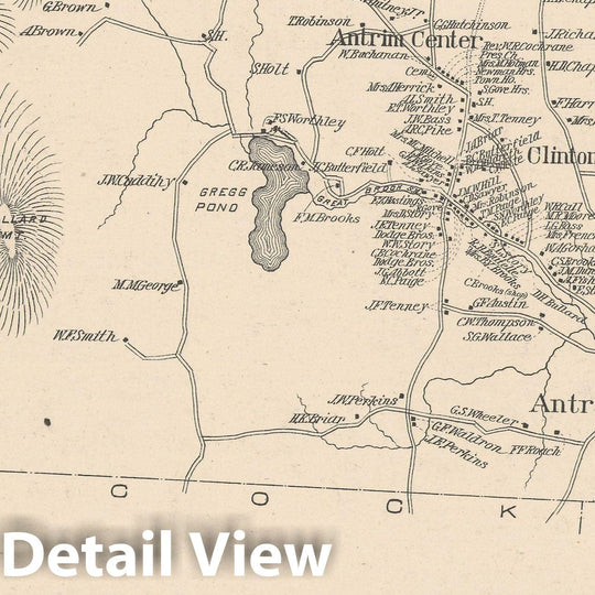 Historic Map : Antrim 1892 , Town and City Atlas State of New Hampshire , Vintage Wall Art