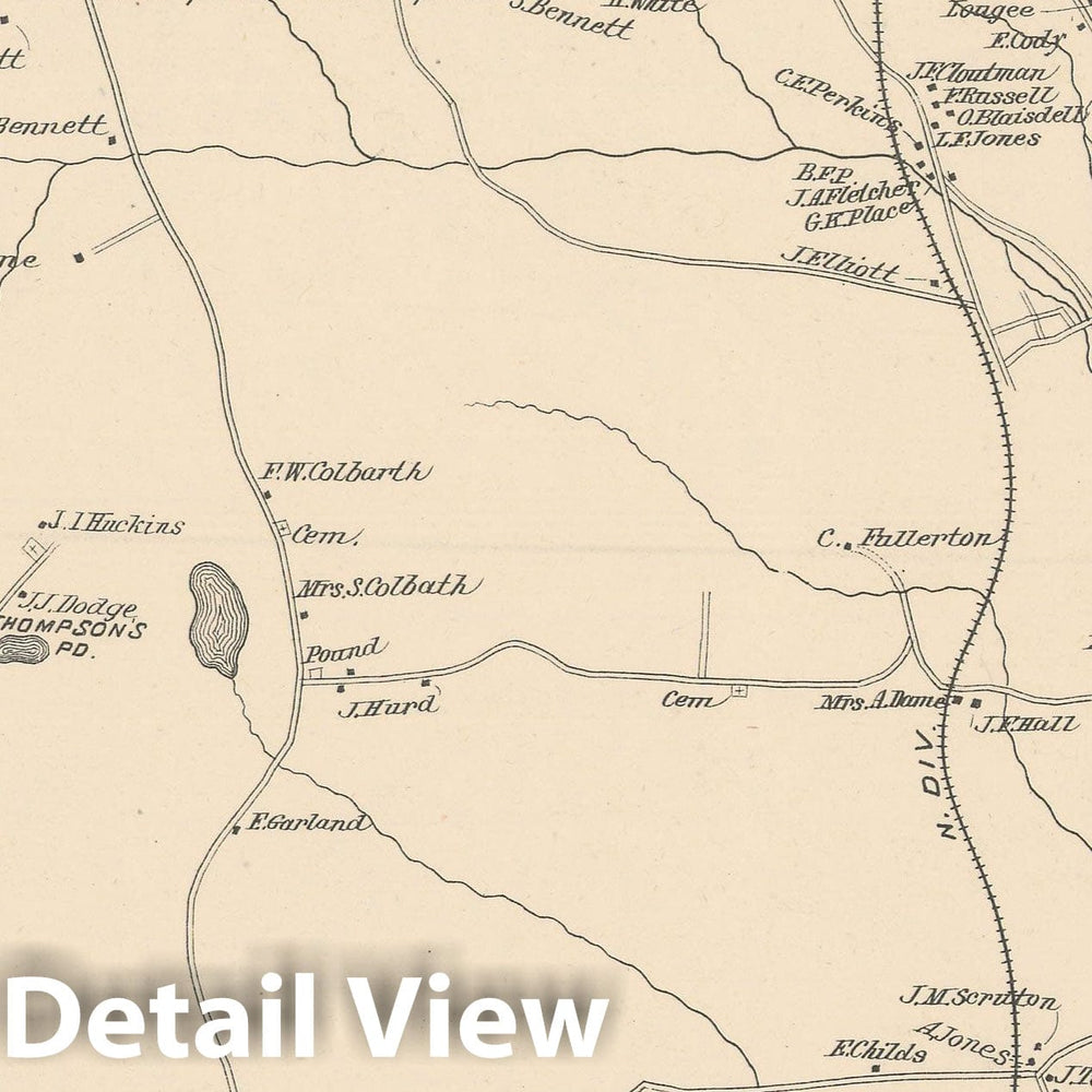 Historic Map : Farmington 1892 , Town and City Atlas State of New Hampshire , v2, Vintage Wall Art