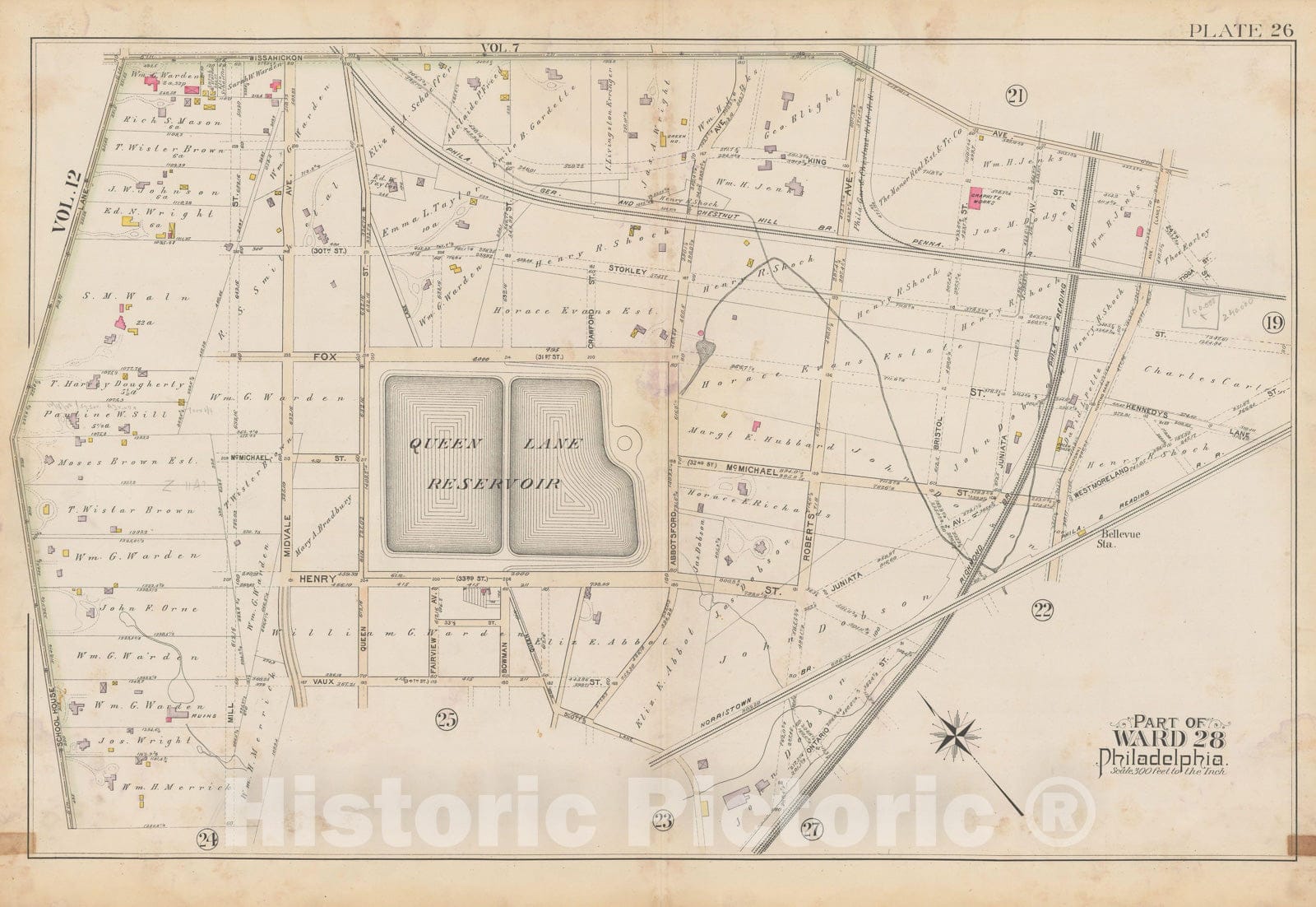 Historic Map : City of Philadelphia, 28th 32nd & 37th Wards, Vol. 6, Second Ed., Philadelphia 1894 Plate 026 , Vintage Wall Art