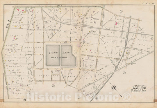 Historic Map : City of Philadelphia, 28th 32nd & 37th Wards, Vol. 6, Second Ed., Philadelphia 1894 Plate 026 , Vintage Wall Art