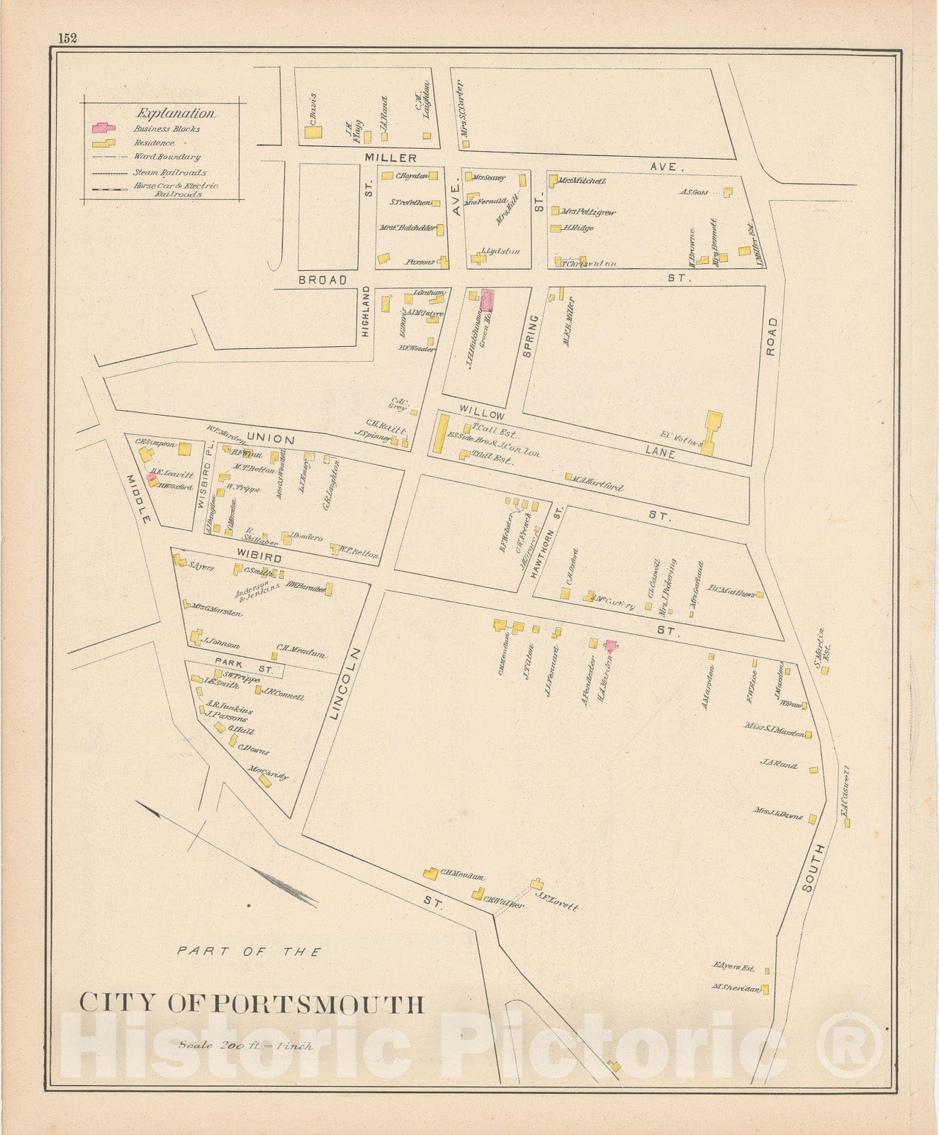 Historic Map : Portsmouth 1892 , Town and City Atlas State of New Hampshire , v4, Vintage Wall Art