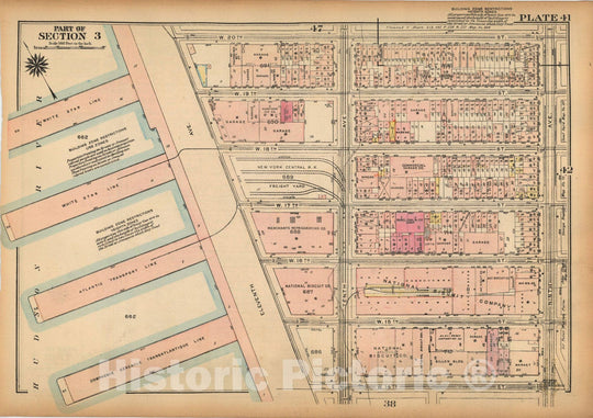 Historic Map : Land Book of the Borough of Manhattan, City of NY, Manhattan 1925 Plate 041 , Vintage Wall Art