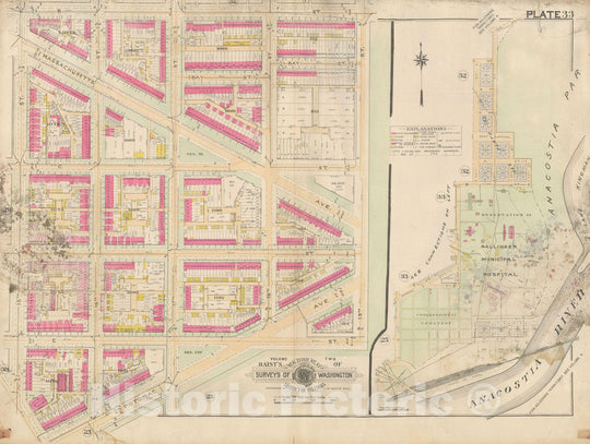 Historic Map : Atlas of Washington D.C. Volume 2 (NE, SE, SW), Washington 1928 Plate 033 , Vintage Wall Art