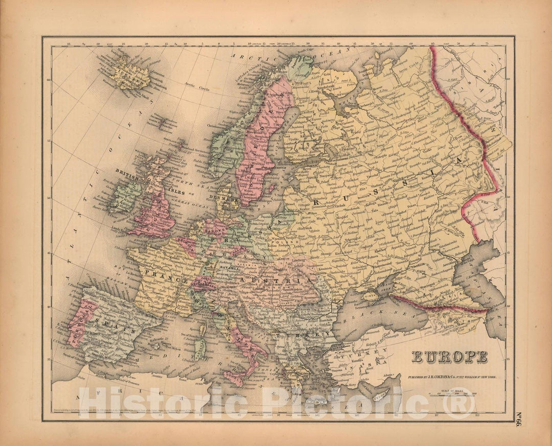 Historic Map : General Atlas (Of The World), Europe 1857 , Vintage Wall Art