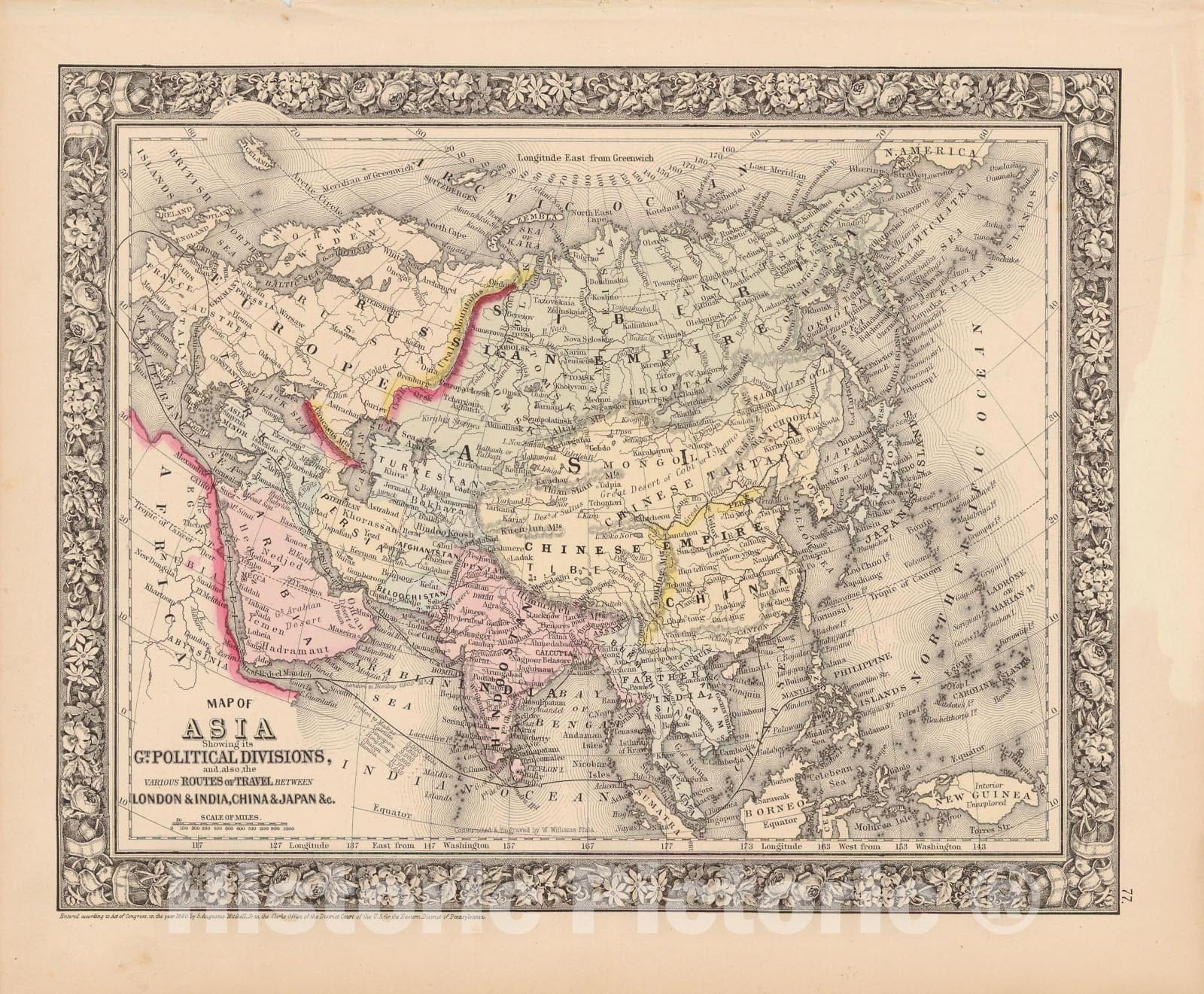 Historic Map : Asia 1864 , New General (World) Atlas , Vintage Wall Art