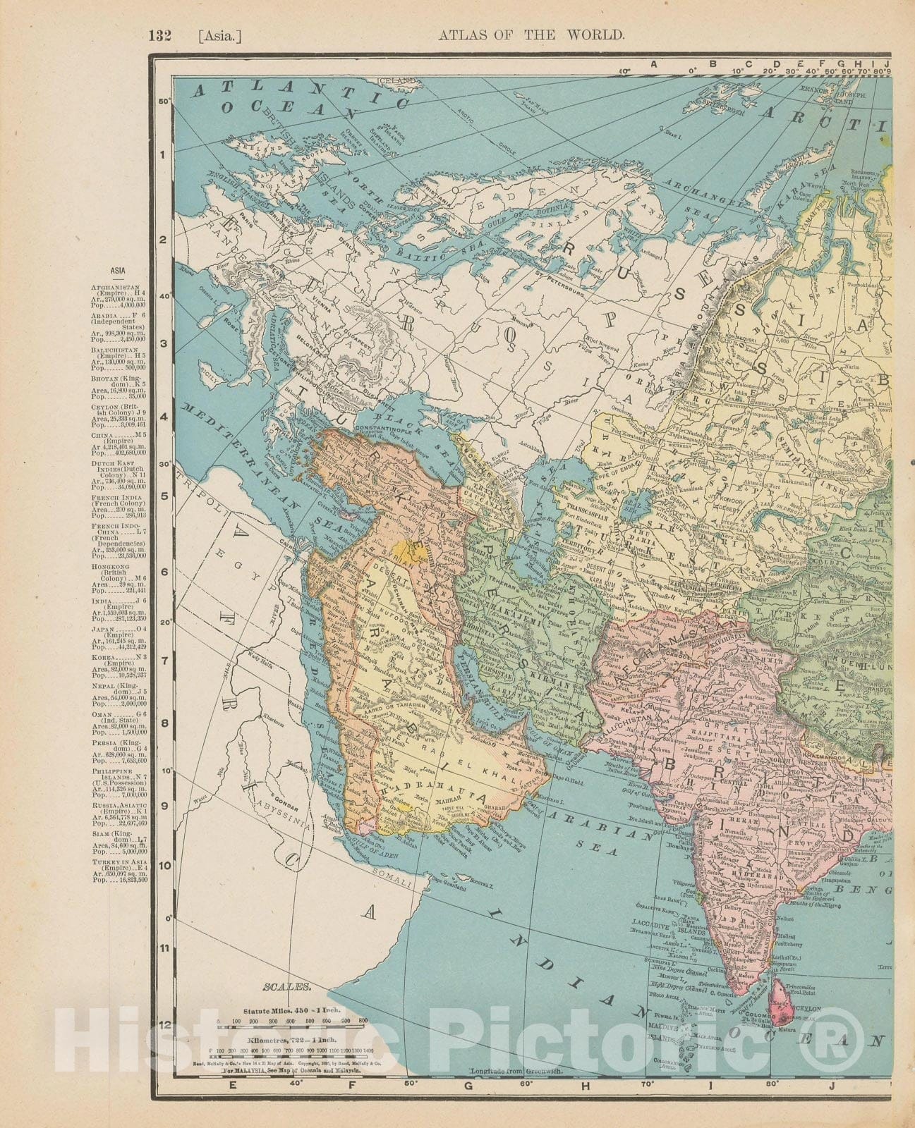 Historic Map : Asia 1900 , Universal Atlas World , v2, Vintage Wall Art