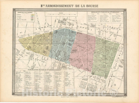 Historic Map : Europe, Paris 1860 2nd Arrondissement , Vintage Wall Art